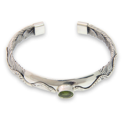 Baby Viper Snake Motif Cuff Bracelet with Peridot