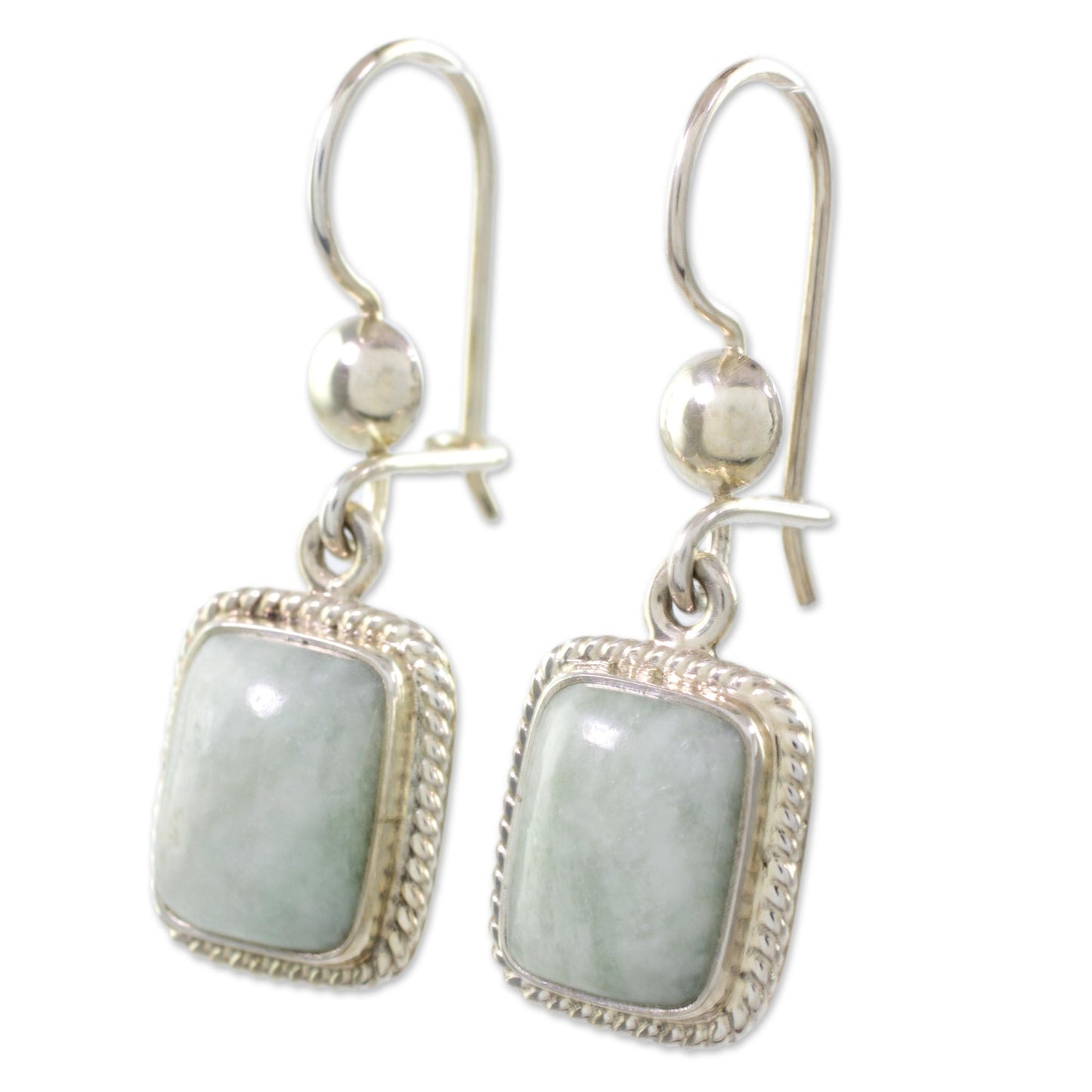 Divine Light Handmade Guatemalan Dark Green Jade Earrings