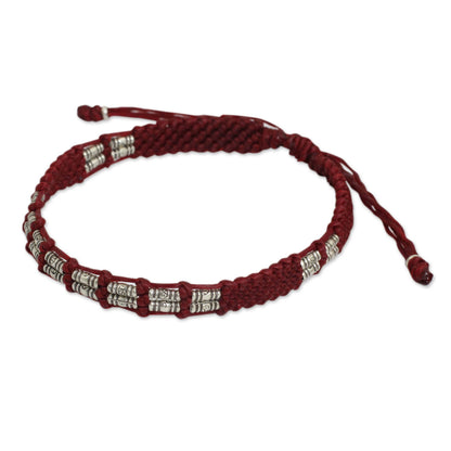 Affinity in Red Thai Braided Red Cord Bracelet with 950 Silver Beads