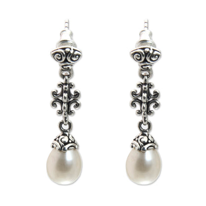 Sacred Dance Unique Cultured Pearl and Silver Dangle Earrings