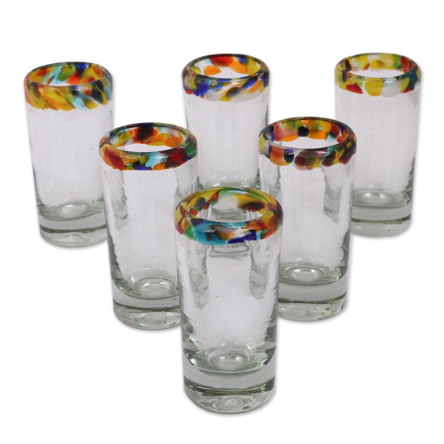 Hand Blown Confetti Rim Glass Shot Glasses