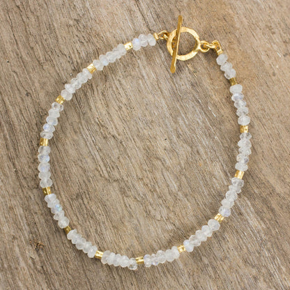 Simply Fascinating Thai Fair Trade Rainbow Moonstone Bead Bracelet