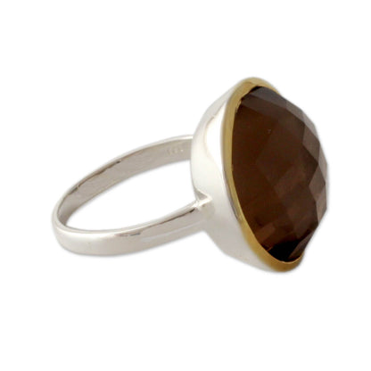 Dreamy Allure Smoky Quartz Cocktail Ring in Sterling with 18k Gold Accent