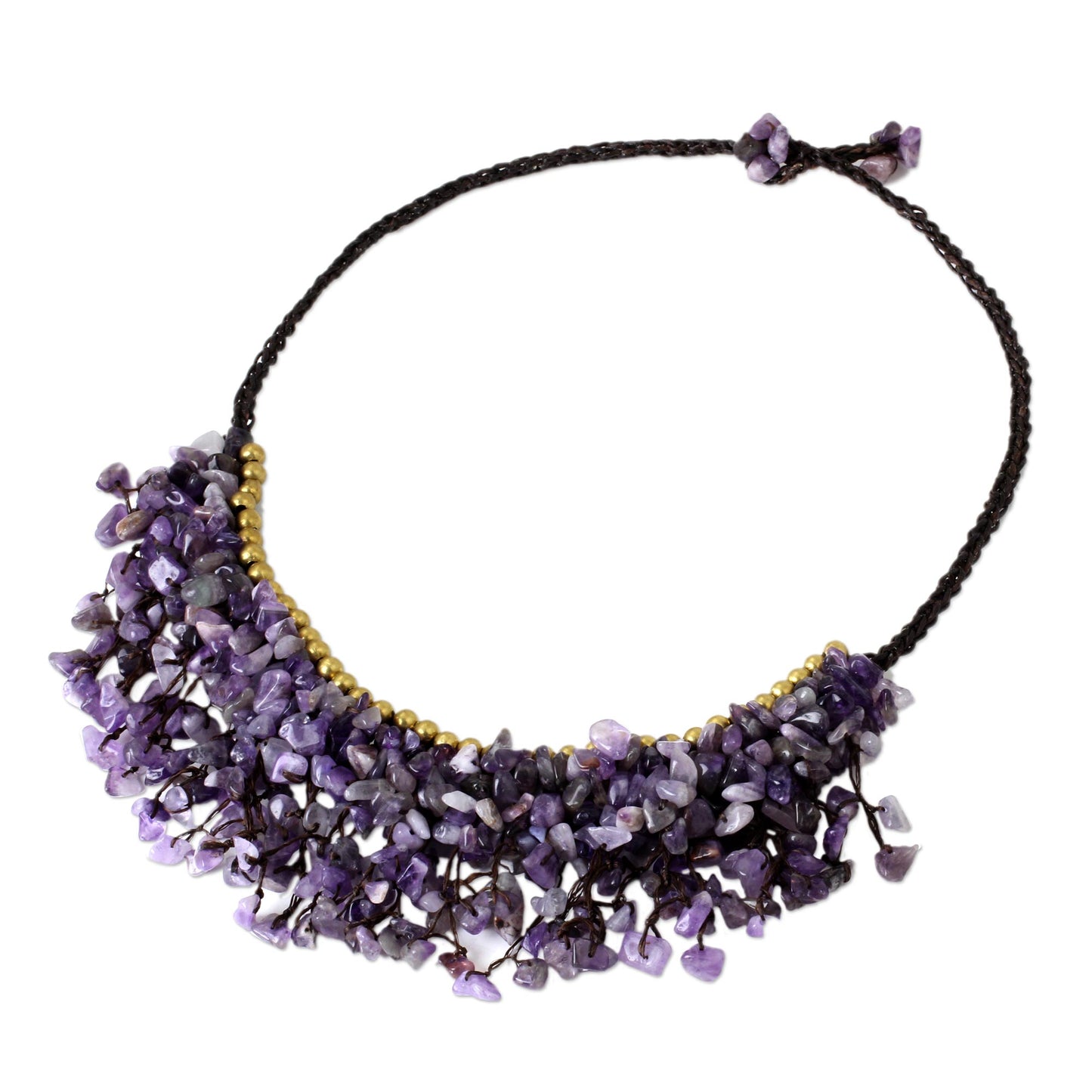 Dance Party Amethyst & Brass Beaded Necklace