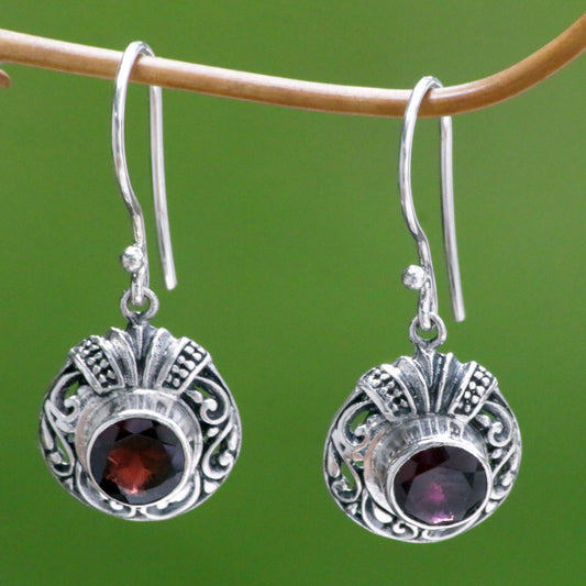 Scarlet Ladybug Fair Trade Sterling Silver and Garnet Dangle Earrings