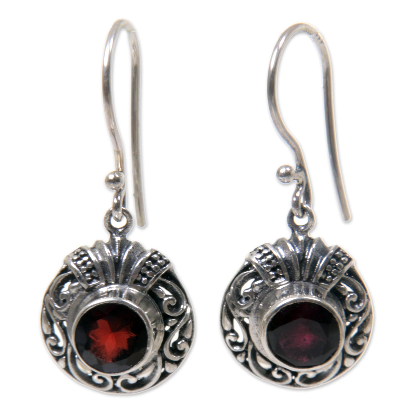 Scarlet Ladybug Fair Trade Sterling Silver and Garnet Dangle Earrings