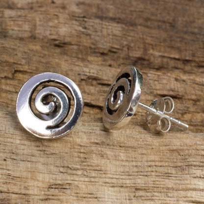 Transformation Silver Button Earrings