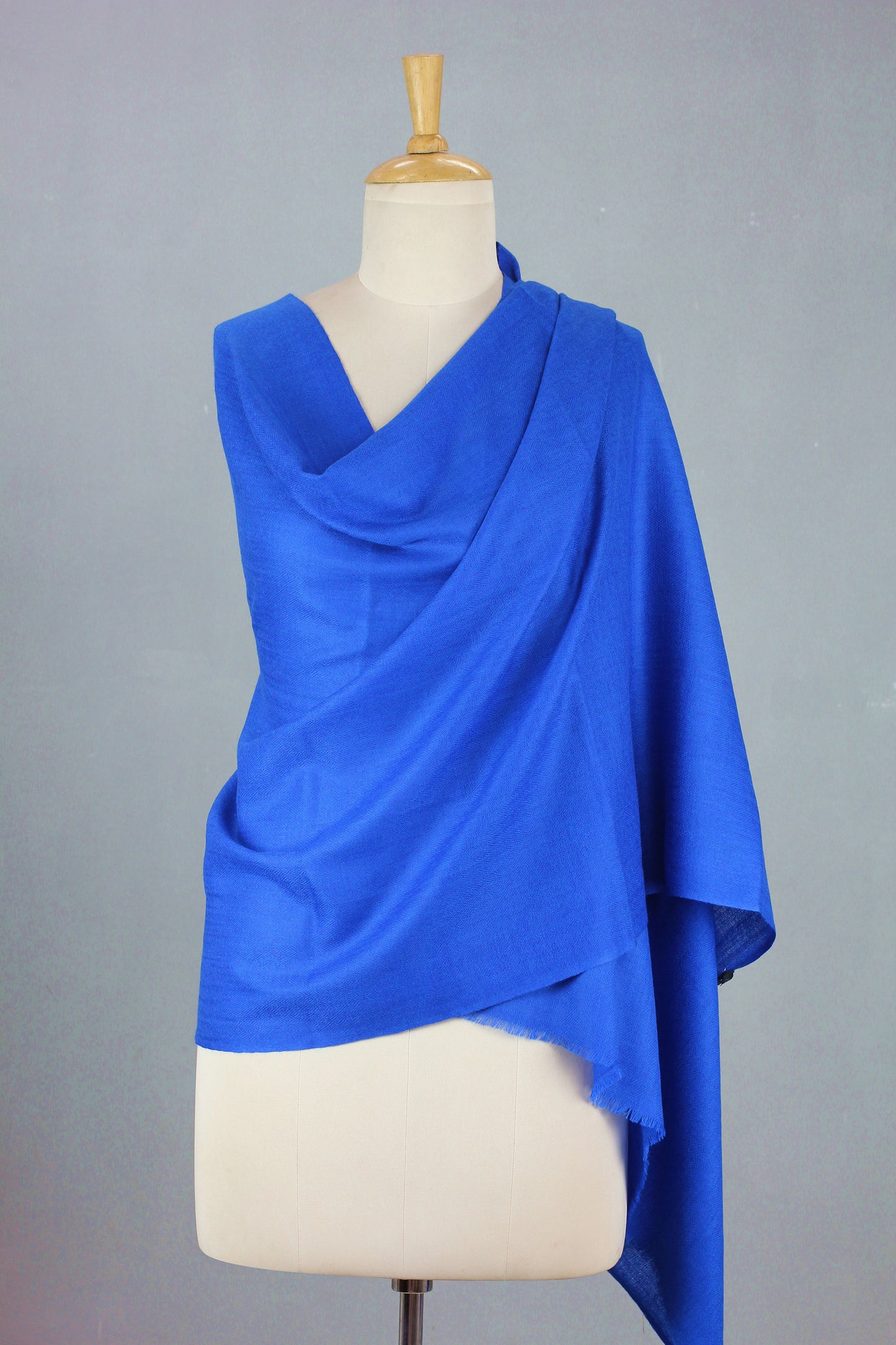 Kashmiri Diamonds in Blue Royal Blue Hand Loomed All Wool Shawl Made in India