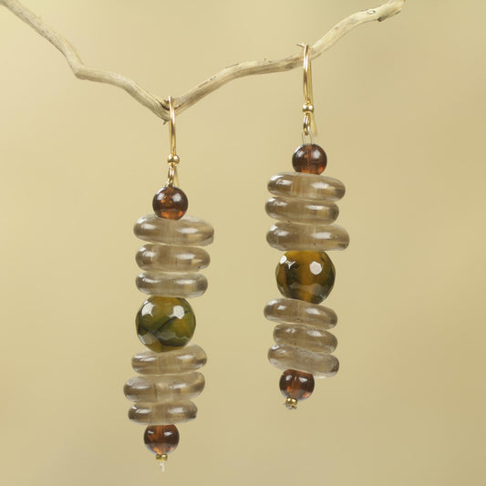 Dzifa Amber African Earrings Crafted by Hand with Recycled Beads