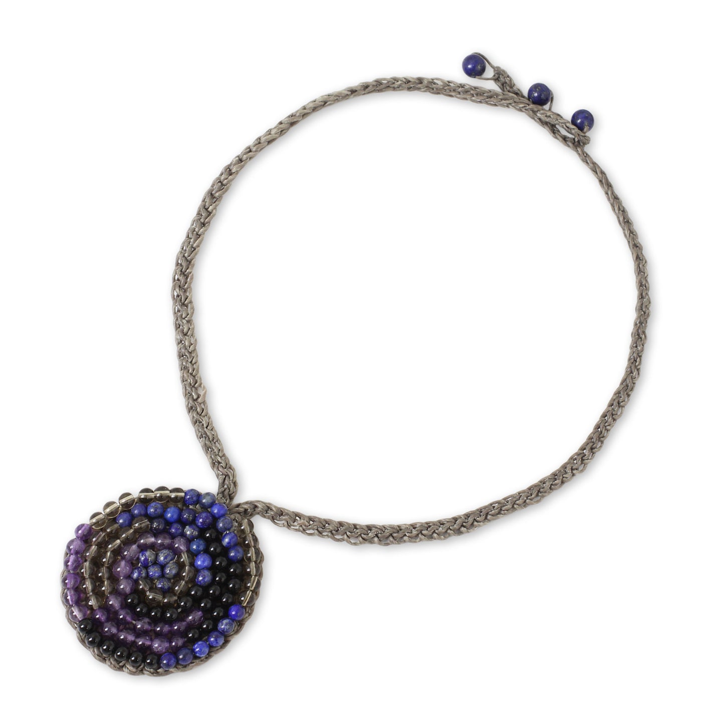 Fascinate Me Spiral Pendant Necklace with Lapis Lazuli and Amethyst