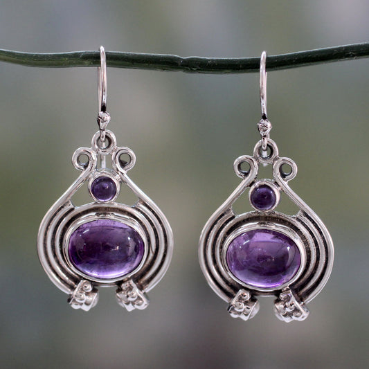 Twilight Glow Unique Amethyst, Pearl and Sterling Silver Earrings