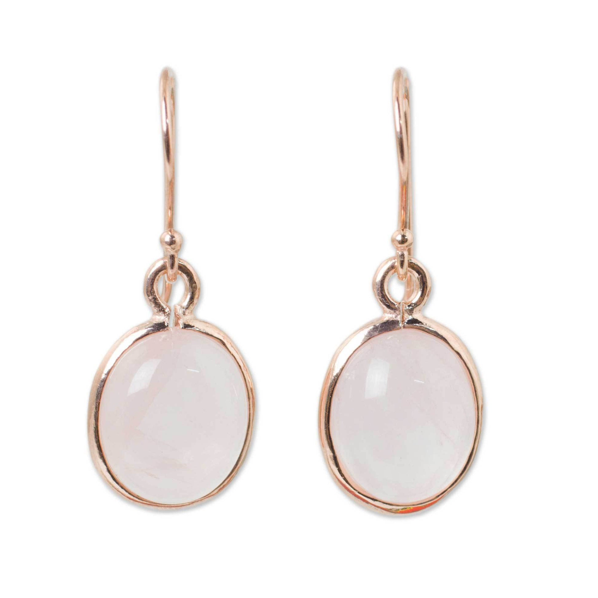 NOVICA - Sterling Silver & Rose Quartz Dangle Earrings