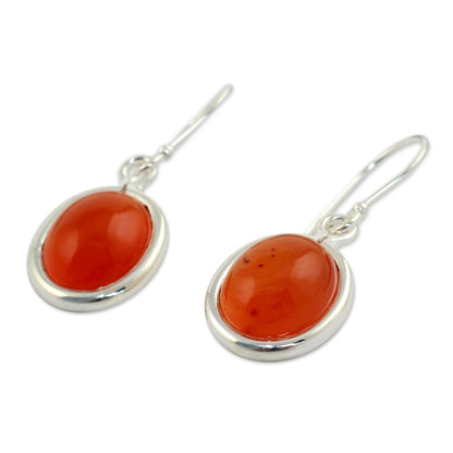 Western Sunset Handmade Carnelian Earrings Set in 925 Sterling Silver