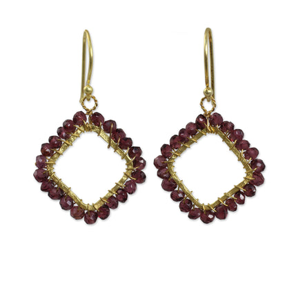 Red Treasure Garnet Dangle Earrings