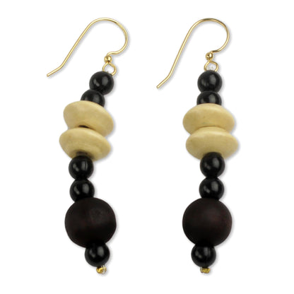 Muse Artisan Crafted Wood and Recycled Beads Earrings