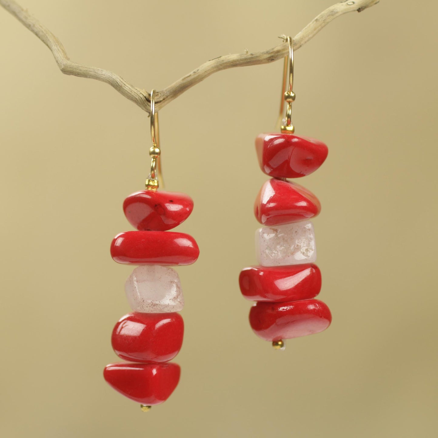 Red Velvet Red Agate Handcrafted African Dangle Earrings