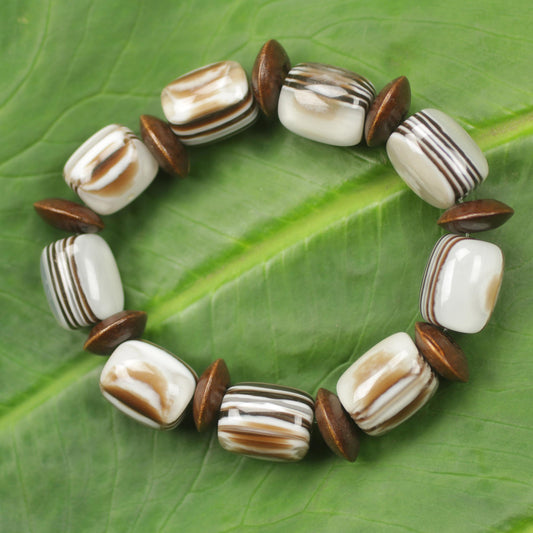 Elikplim African Fair Trade Jewelry Recycled and Wood Bracelet