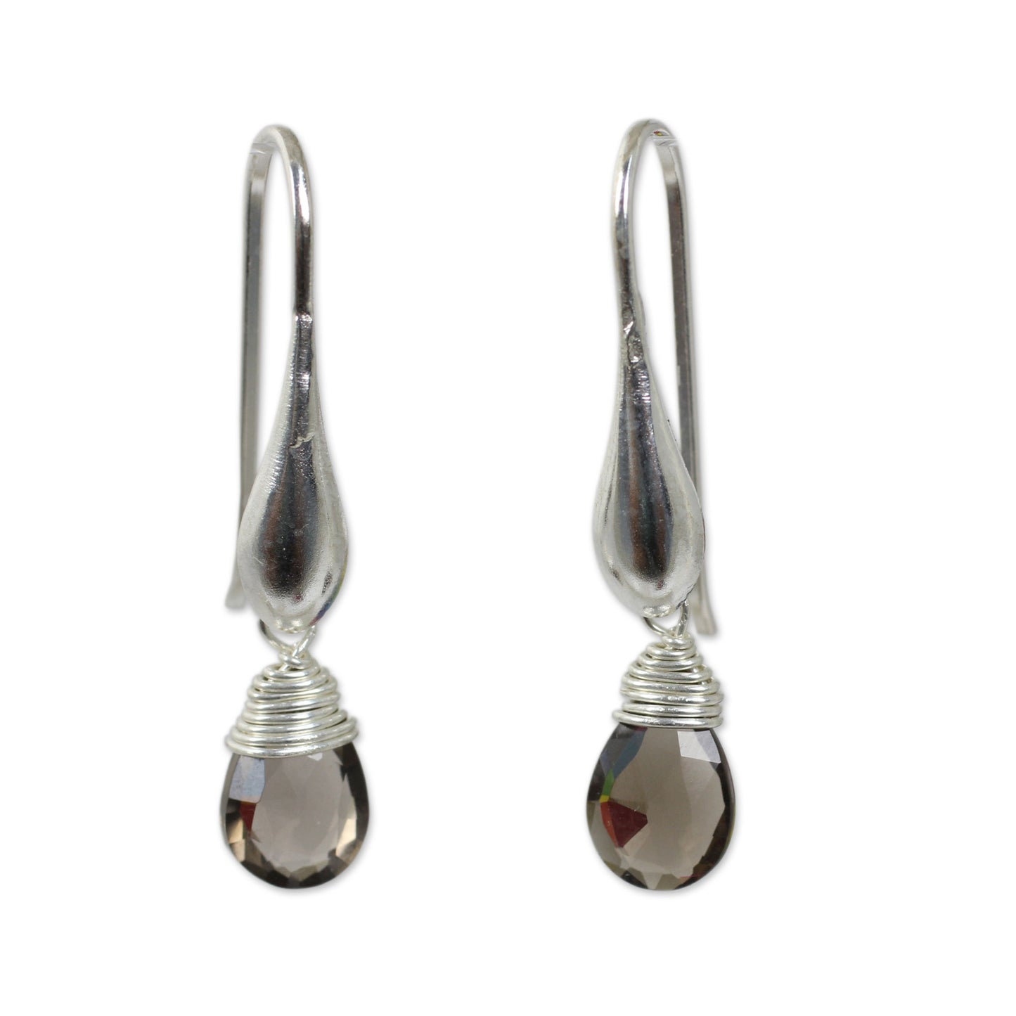 Sophisticated Smoke Fair Trade Dangle Earrings with Smoky Quartz and Silver