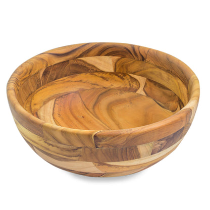 Forest Mosaic Guatemalan Teak Wood Artisan Handmade 10-inch Bowl