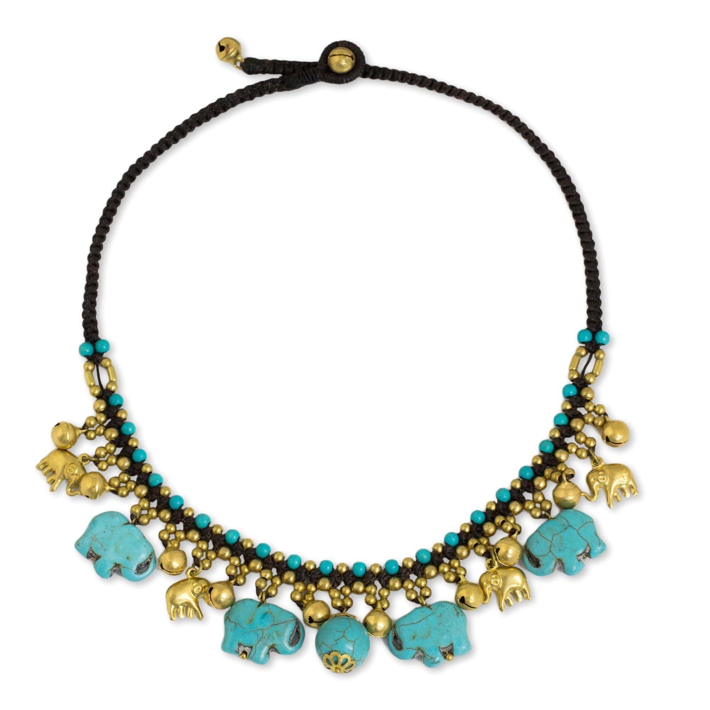 Gold & Blue Elephant Statement Necklace