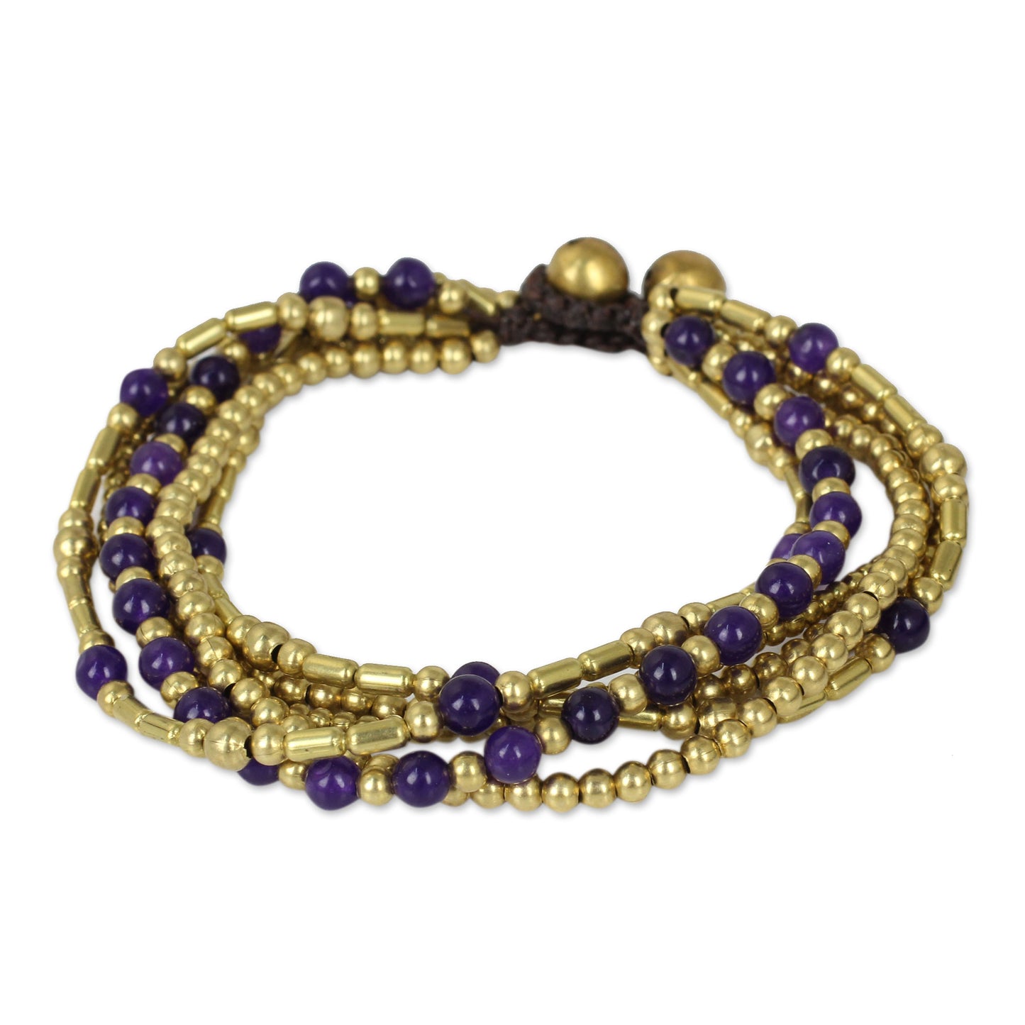 Purple Freedom Purple Quartz and Brass Beaded Hand Crafted Bracelet