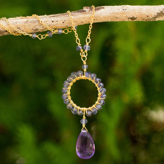 Iris Rain Gold Plated Silver Amethyst & Iolite Necklace