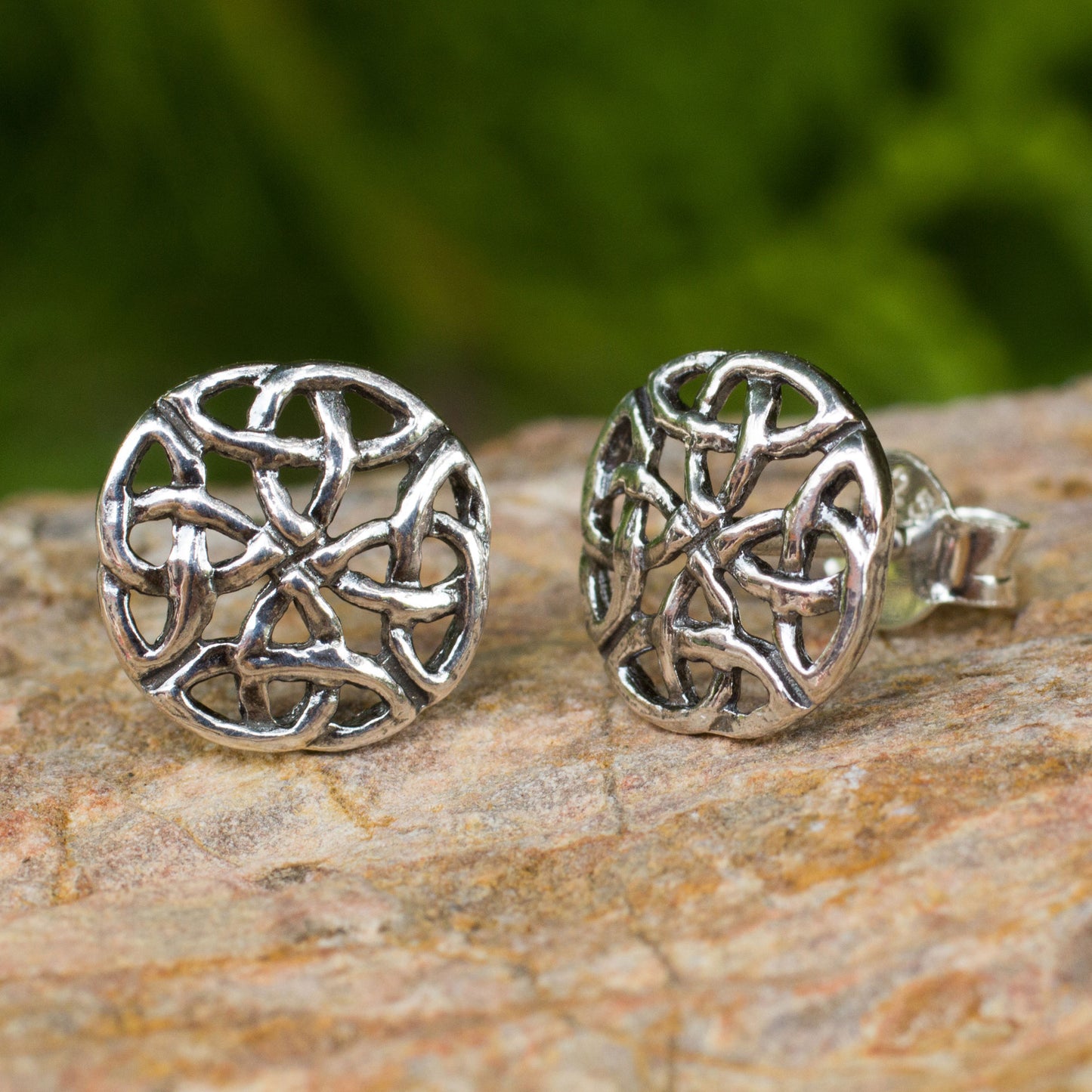 Intertwined Fair Trade Thai Sterling Silver Button Earrings