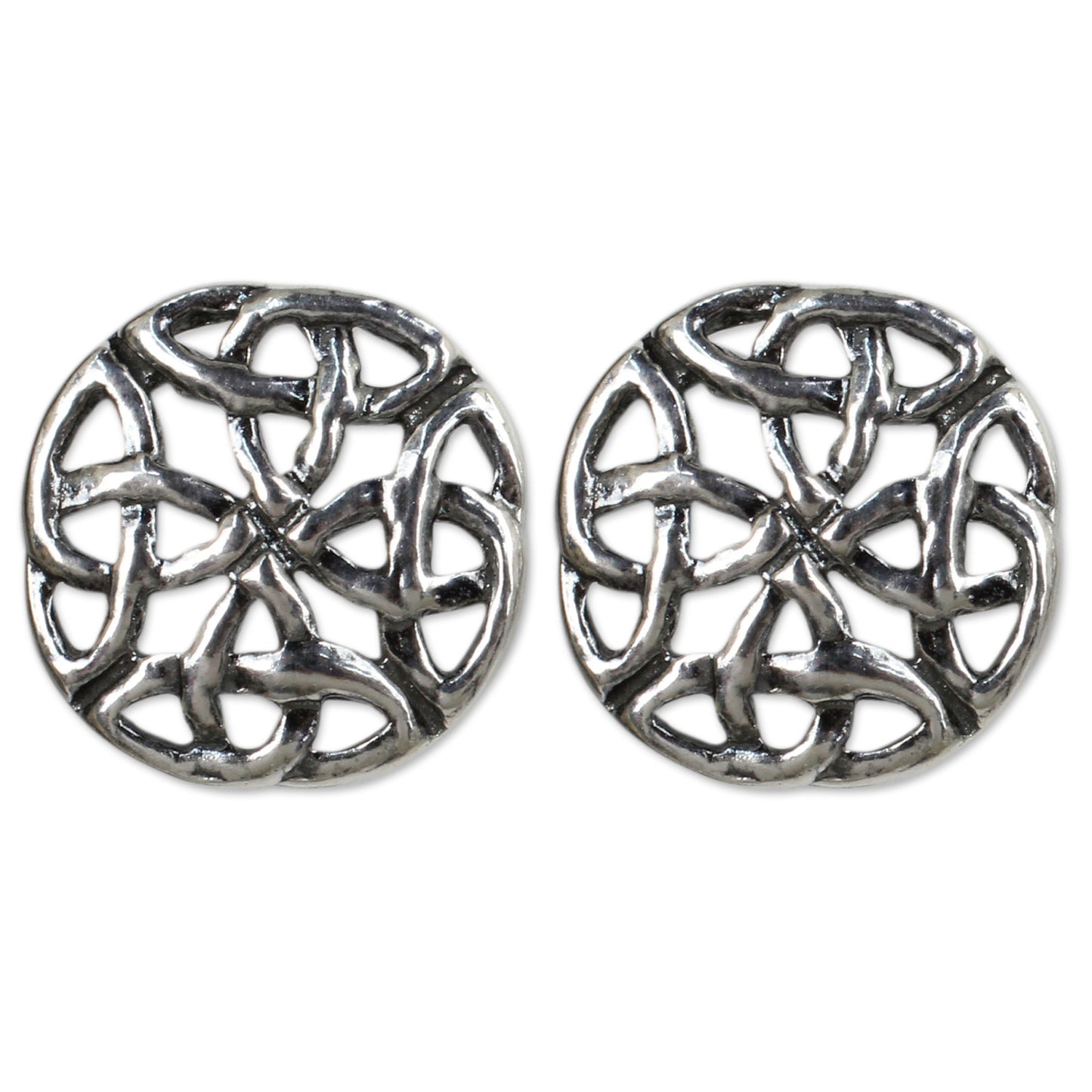 Intertwined Fair Trade Thai Sterling Silver Button Earrings