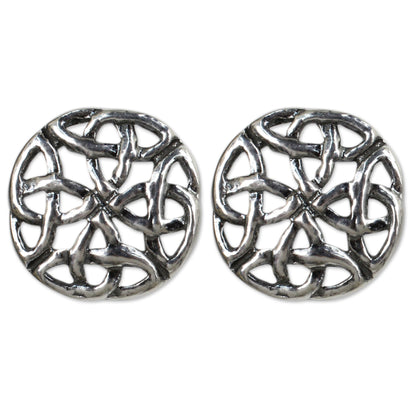 Intertwined Fair Trade Thai Sterling Silver Button Earrings