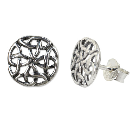 Intertwined Fair Trade Thai Sterling Silver Button Earrings