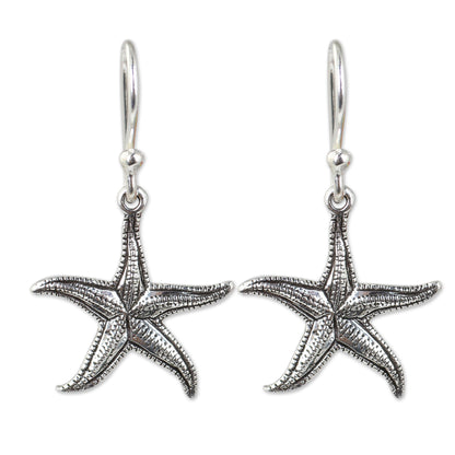 Starfish Artisan Crafted Sea Theme Silver Hook Earrings from Thailand