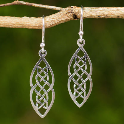 Celtic Braid Silver Dangle Earrings