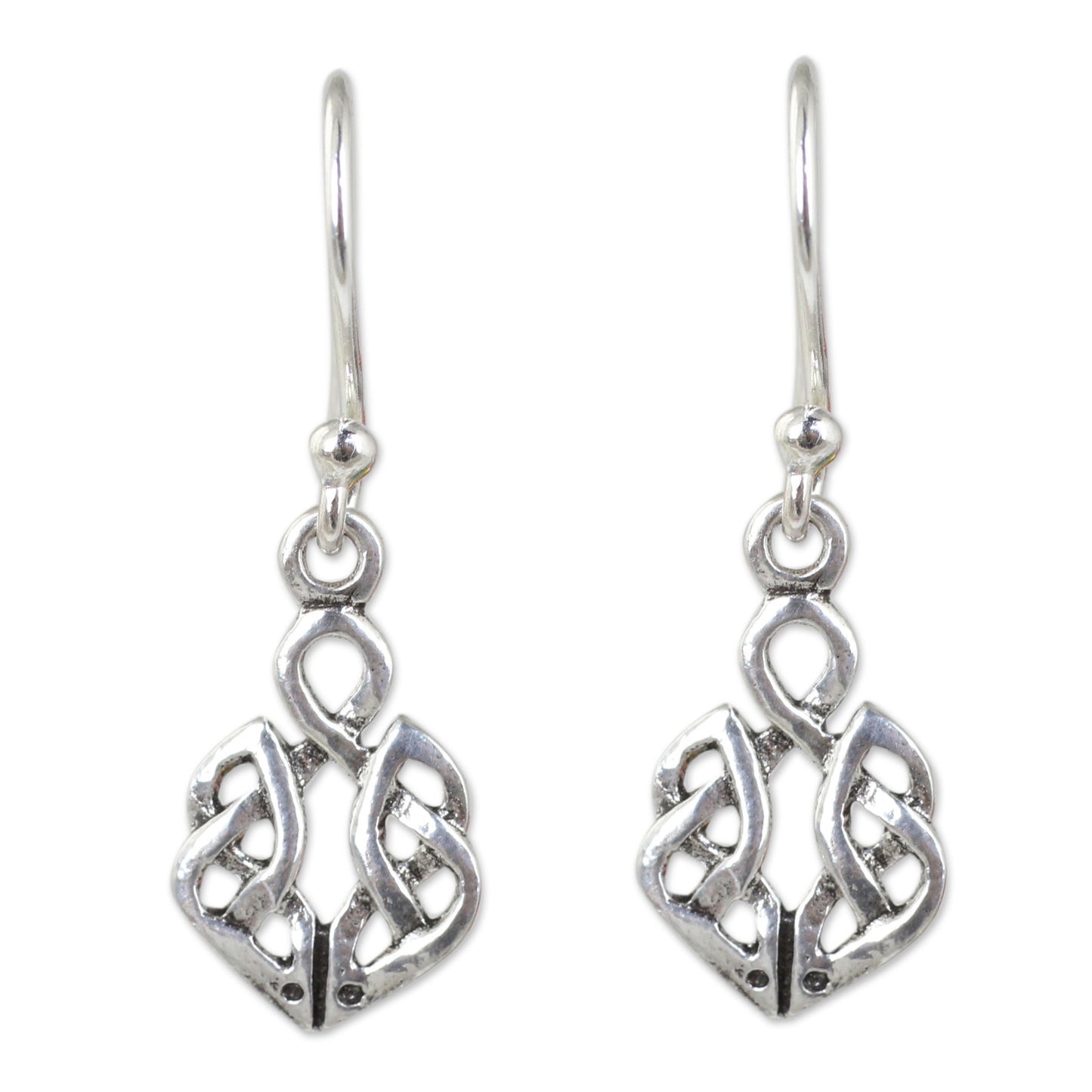 Celtic Dara Knot Silver Dangle Earrings