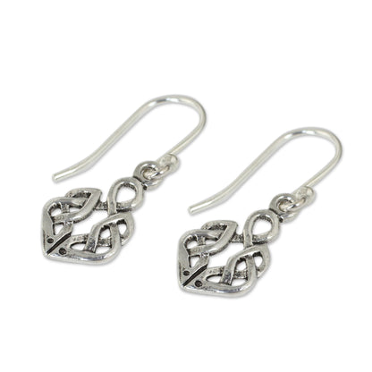 Celtic Dara Knot Silver Dangle Earrings