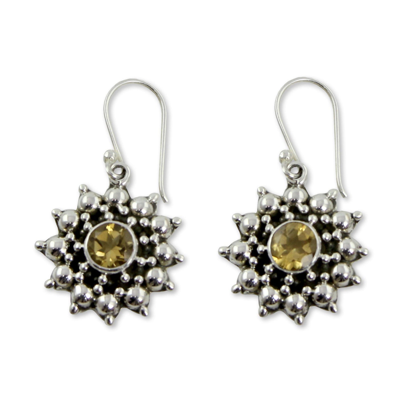 Star Citrine & Silver Dangle Earrings