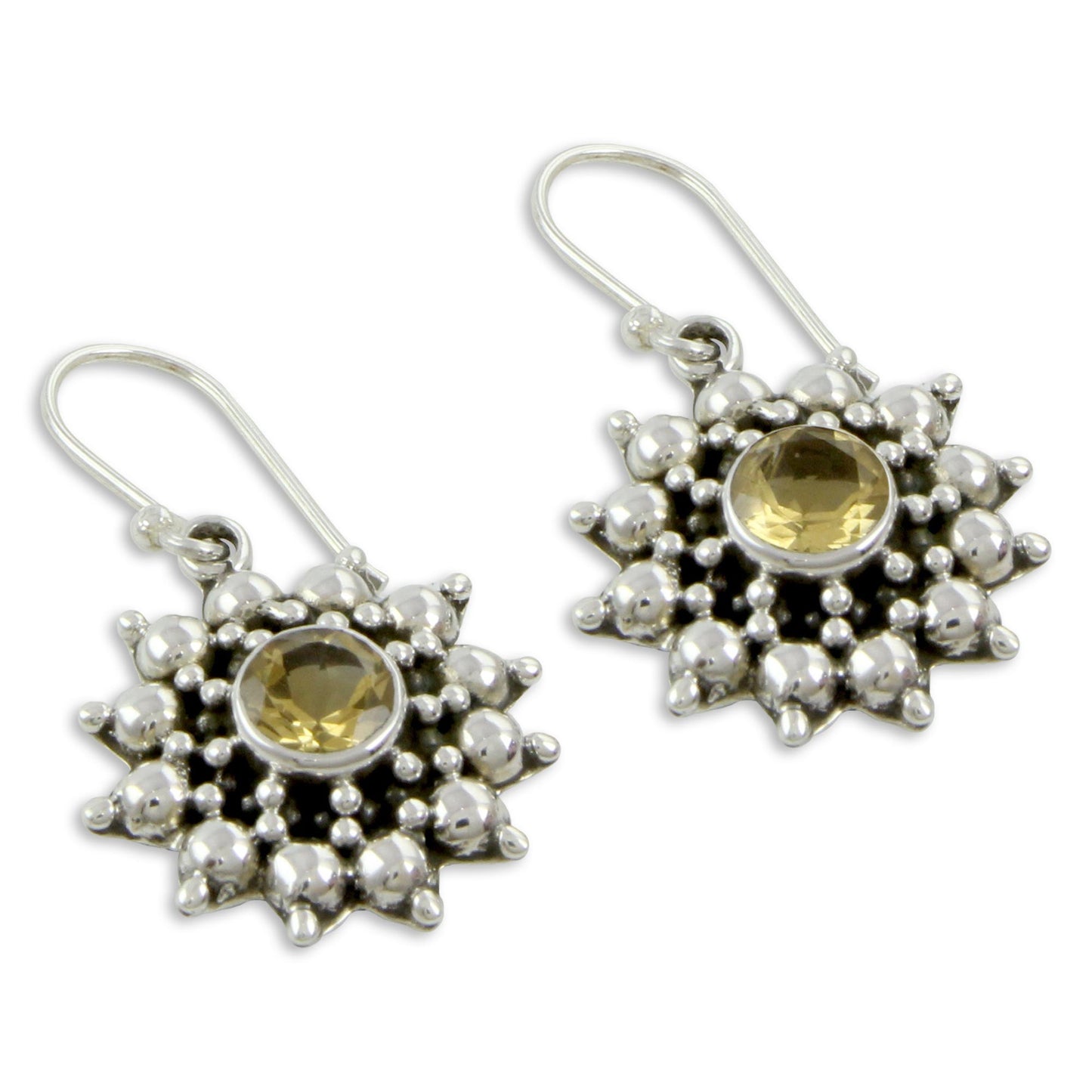 Star Citrine & Silver Dangle Earrings