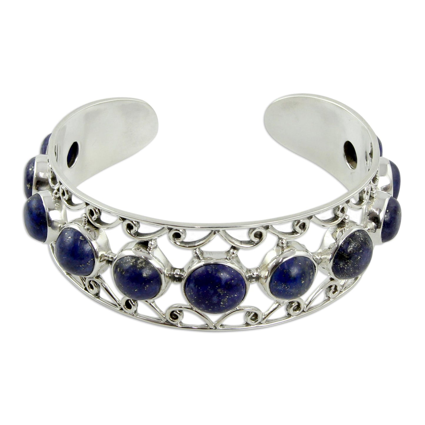 Nostalgia Lapis Lazuli and Sterling Silver Cuff Bracelet from India