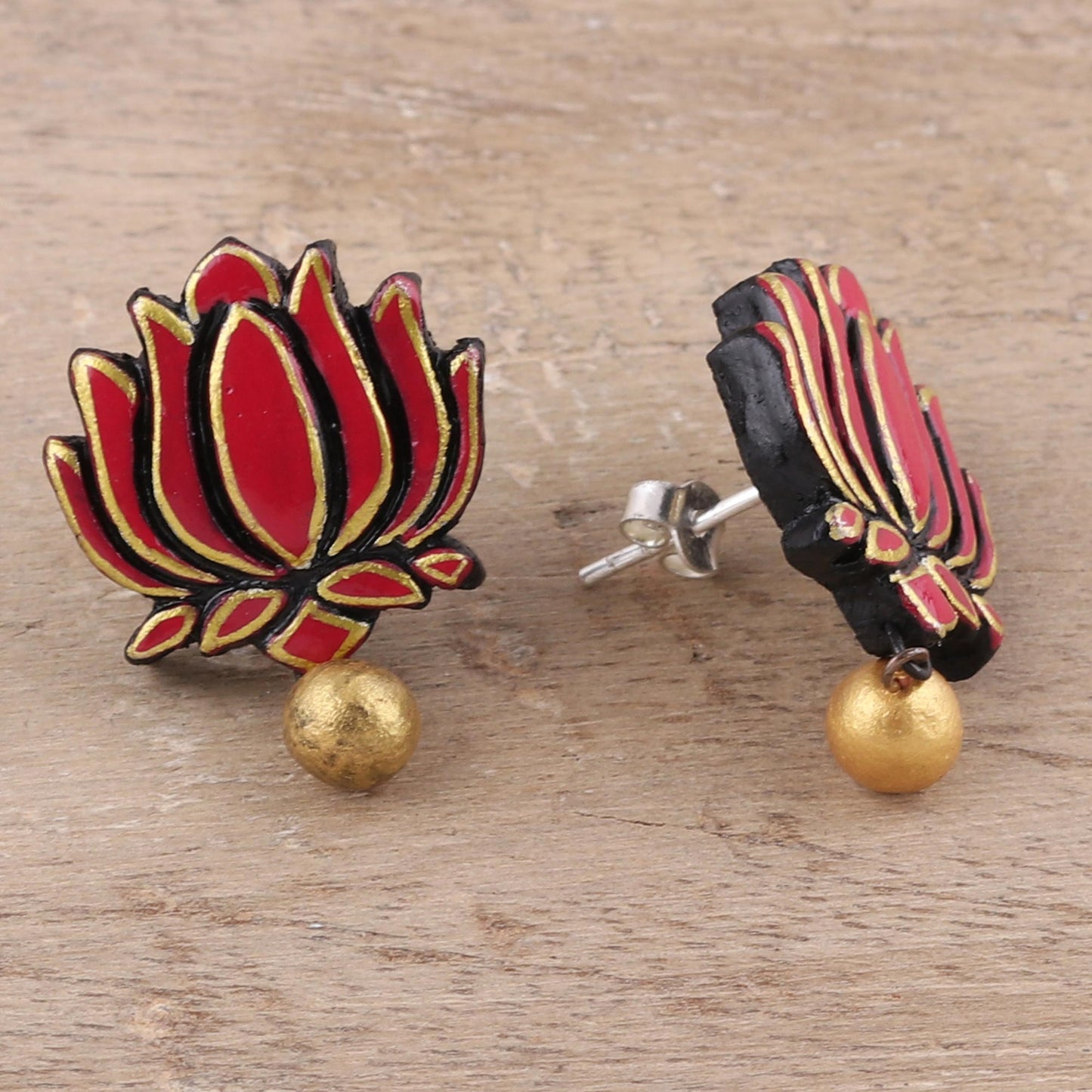 Lotus Majesty Button Earrings