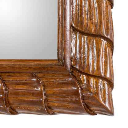 Rolling Waves Artisan Crafted Sustainable Wood Wall Mirror from Guatemala