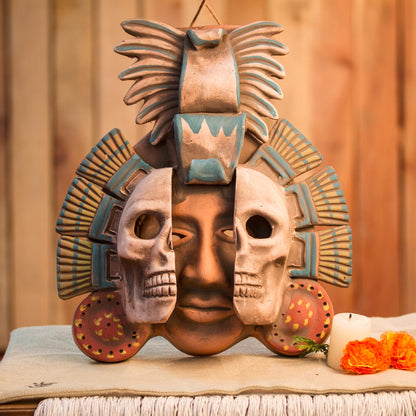 Life and Death in Teotihuacan Handcrafted Mexican Ceramic Skull Mask