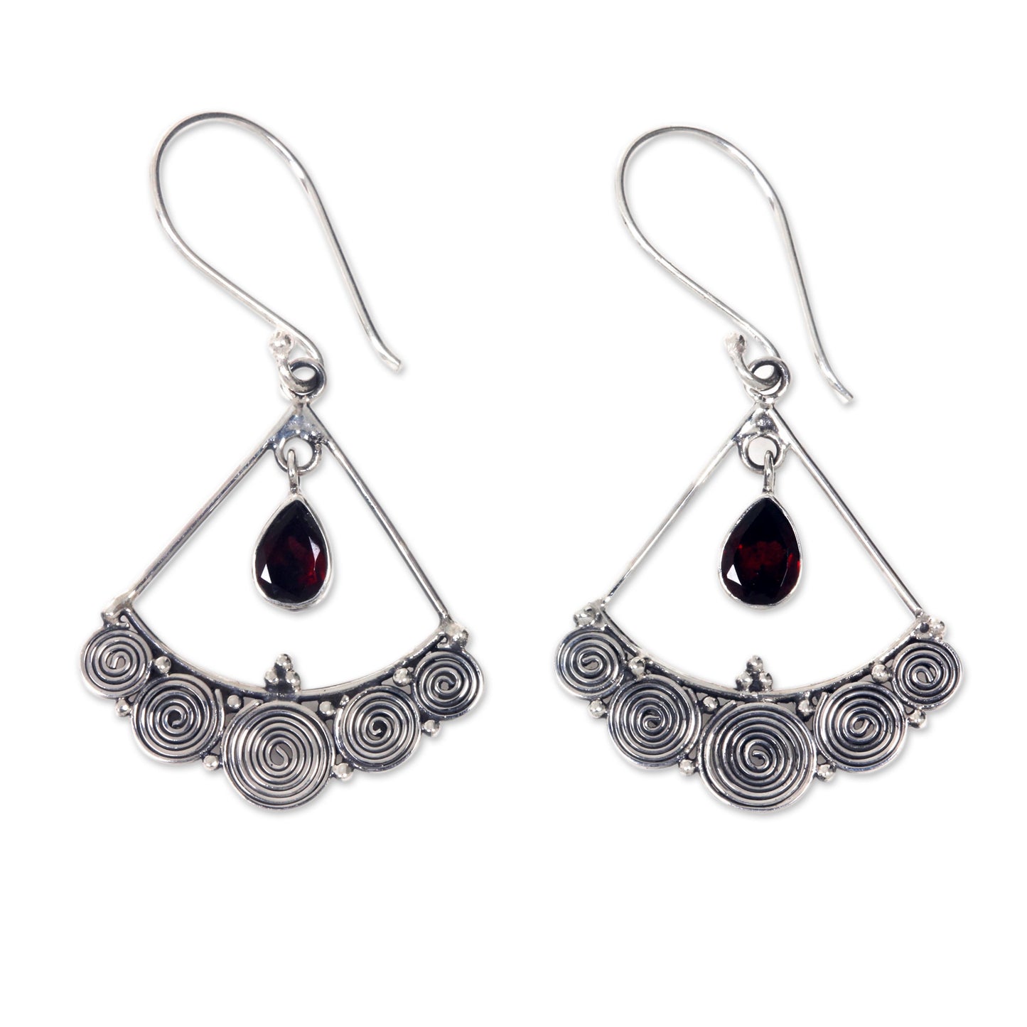 Fabulously Feminine Sterling Silver Chandelier Earrings with Garnet