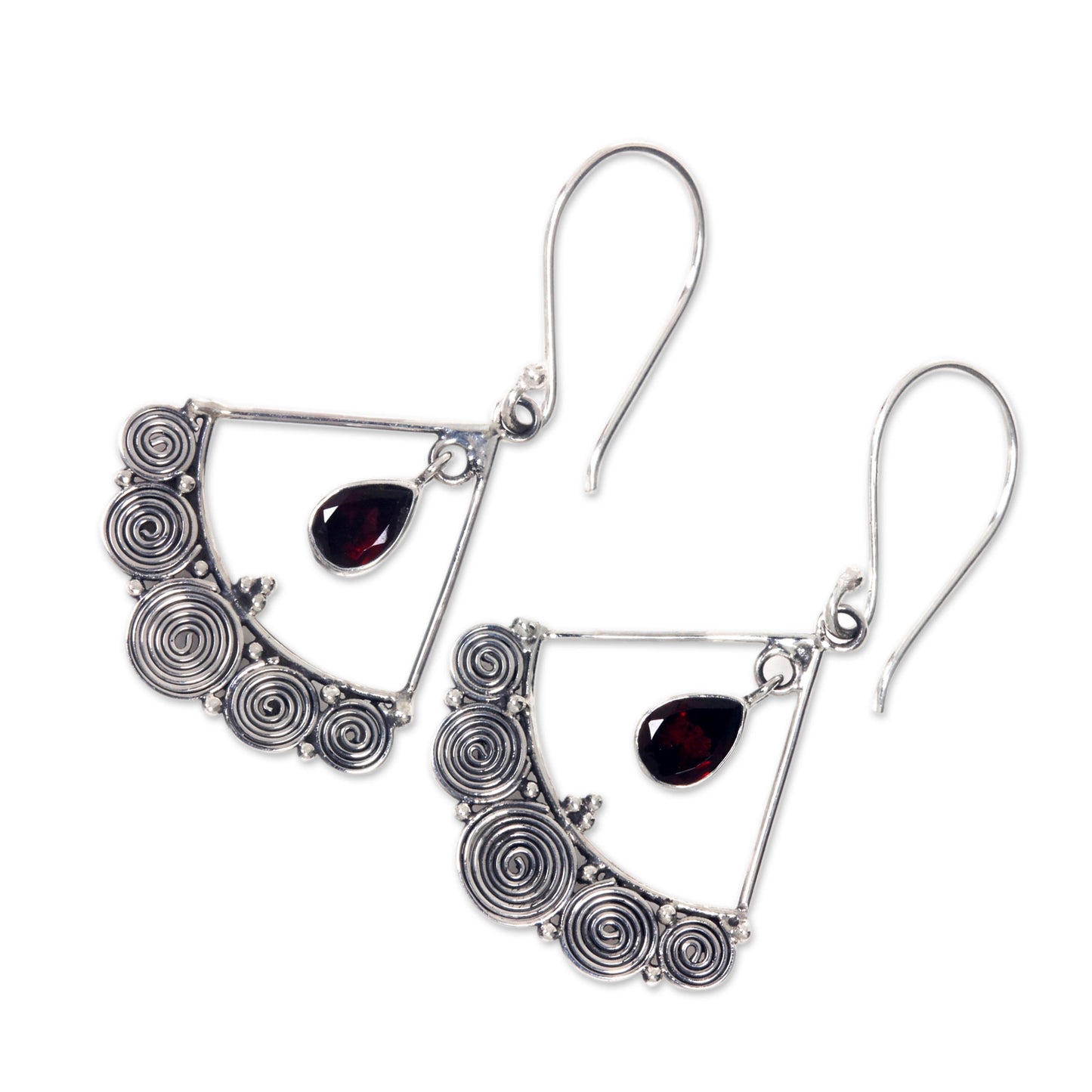 Fabulously Feminine Sterling Silver Chandelier Earrings with Garnet