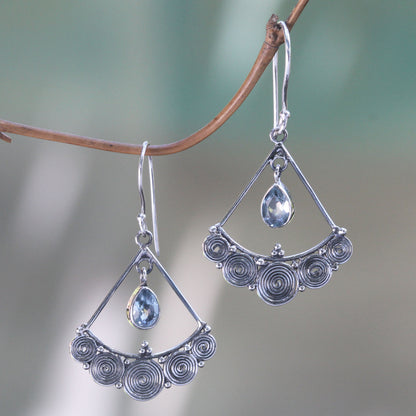 Fabulously Feminine Artisan Crafted Blue Topaz and Sterling Silver Earrings