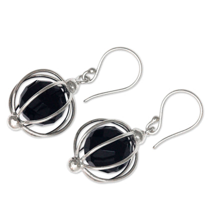 Silver Lantern Handcrafted Silver Balinese Earrings with Black Onyx