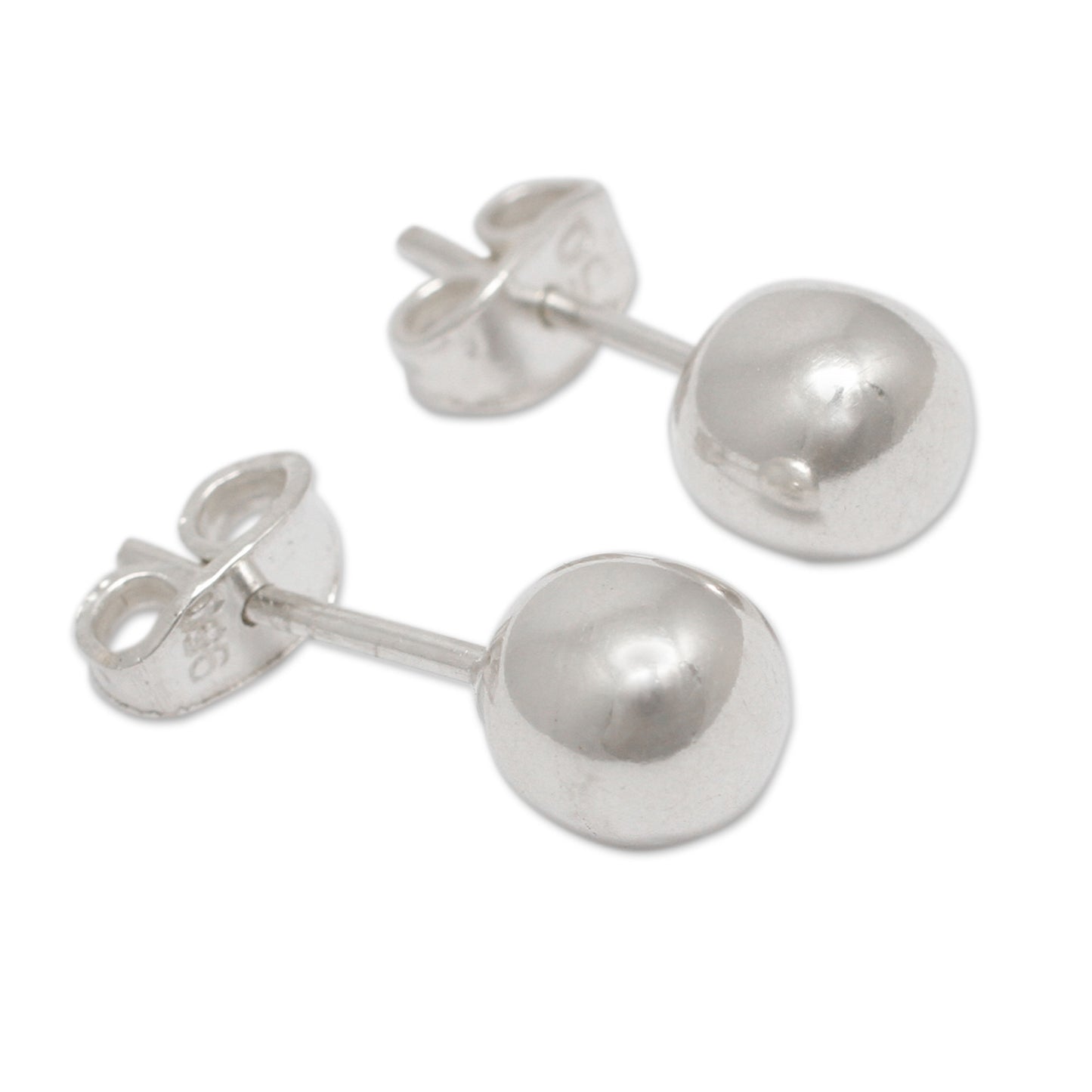 Polished Sphere Sterling Silver Earrings