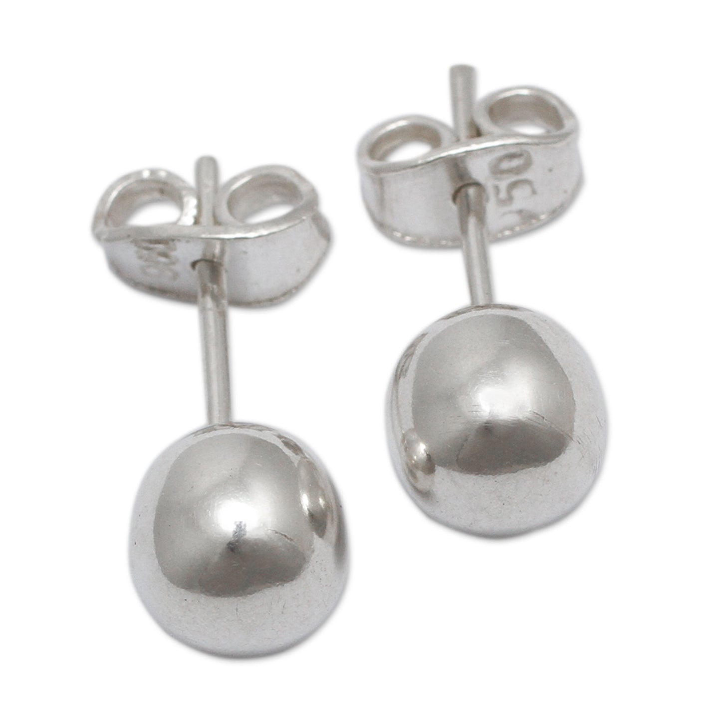 Polished Sphere Sterling Silver Earrings