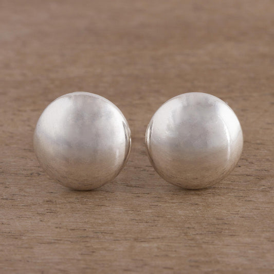 Satin Circles Brushed Silver Artisan Crafted Stud Earrings from the Andes