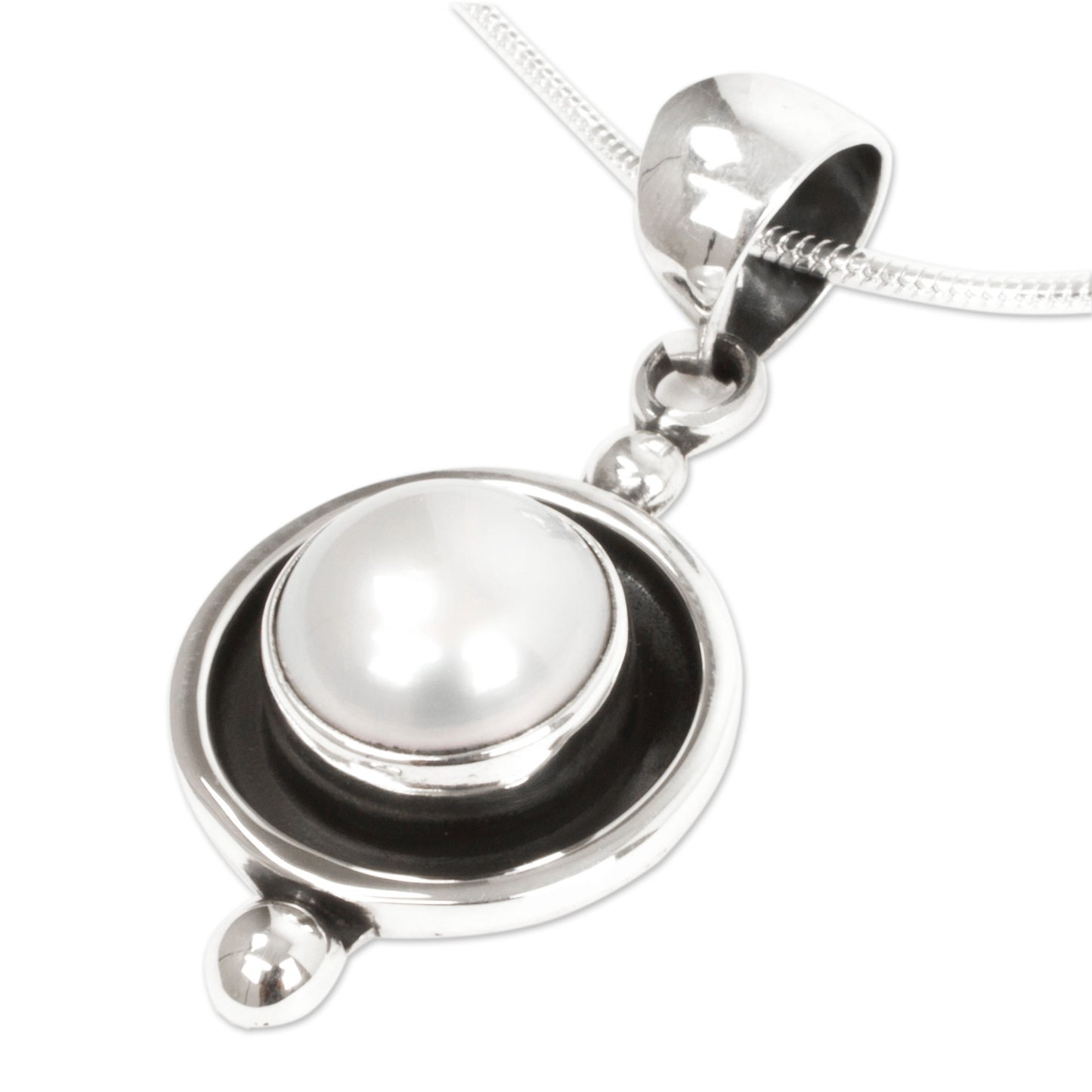 Lunar Shadow Taxco Jewelry Necklace Pearl and Sterling Silver