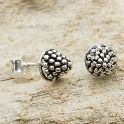 Shining Berry Fair Trade Silver Berry Theme Stud Earrings