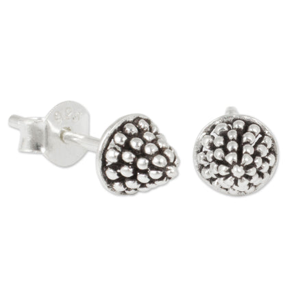 Shining Berry Fair Trade Silver Berry Theme Stud Earrings